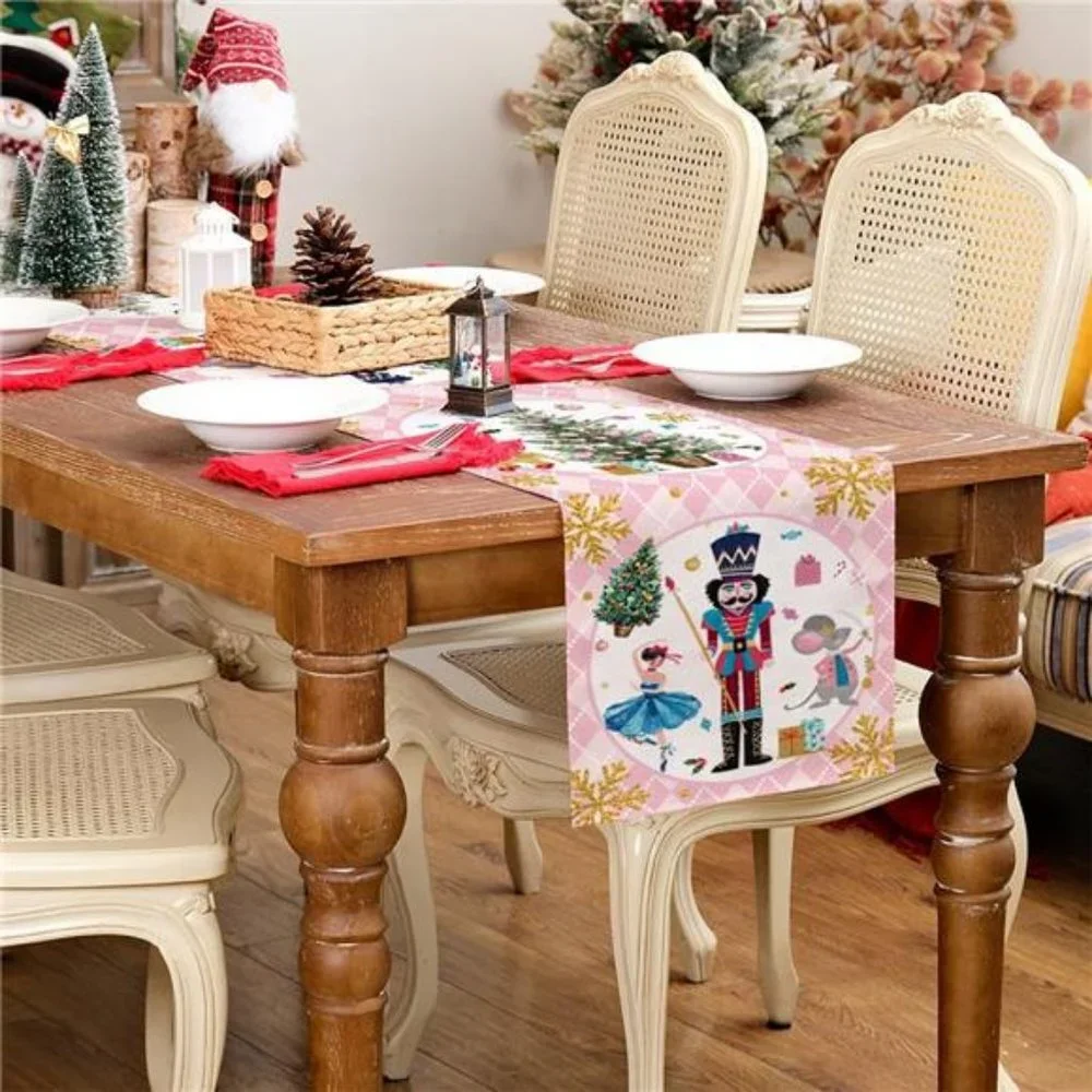 Nutcracker Table Runner Christmas Decor Holiday Decoration Decorative Cloth 72